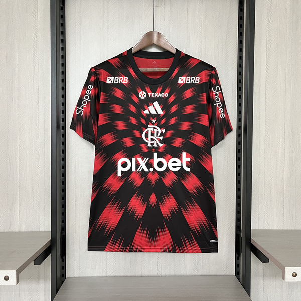 Camisa Oficial do CR Flamengo 25/26 Pré Jogo - Completa com Patrocínios